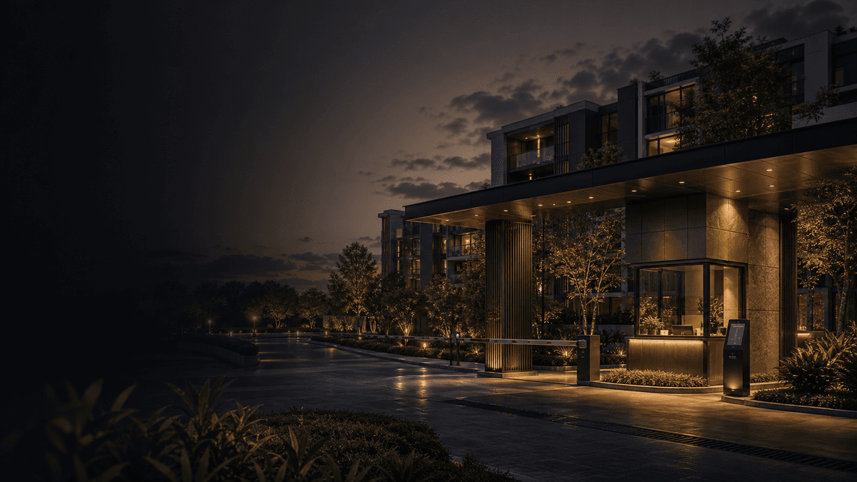 A gated residential community entrance