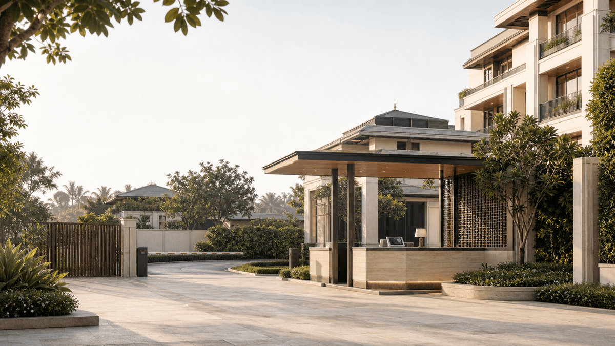 A gated residential community entrance